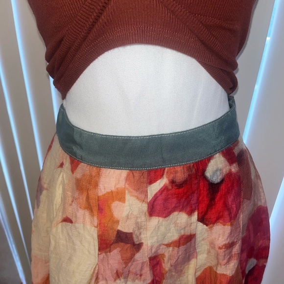 LOFT Linen Multicolor Abstract Floral Flowy Skirt - Picture 7 of 12